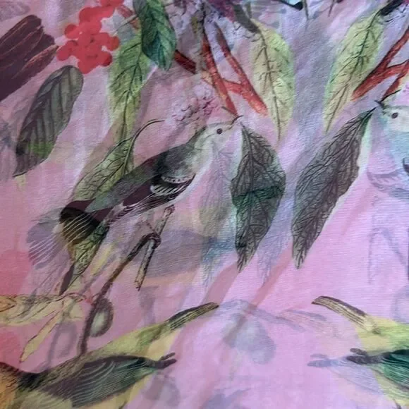 Cute colourful bird and flower tank with sheer overlay shirt - Picture 3 of 8